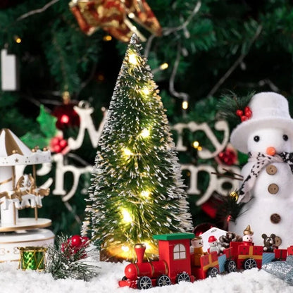 1pc LED Light Mini Artificial Christmas Trees Decorations Festival Tabletop Miniature Snow Frost Xmas Tree Decor